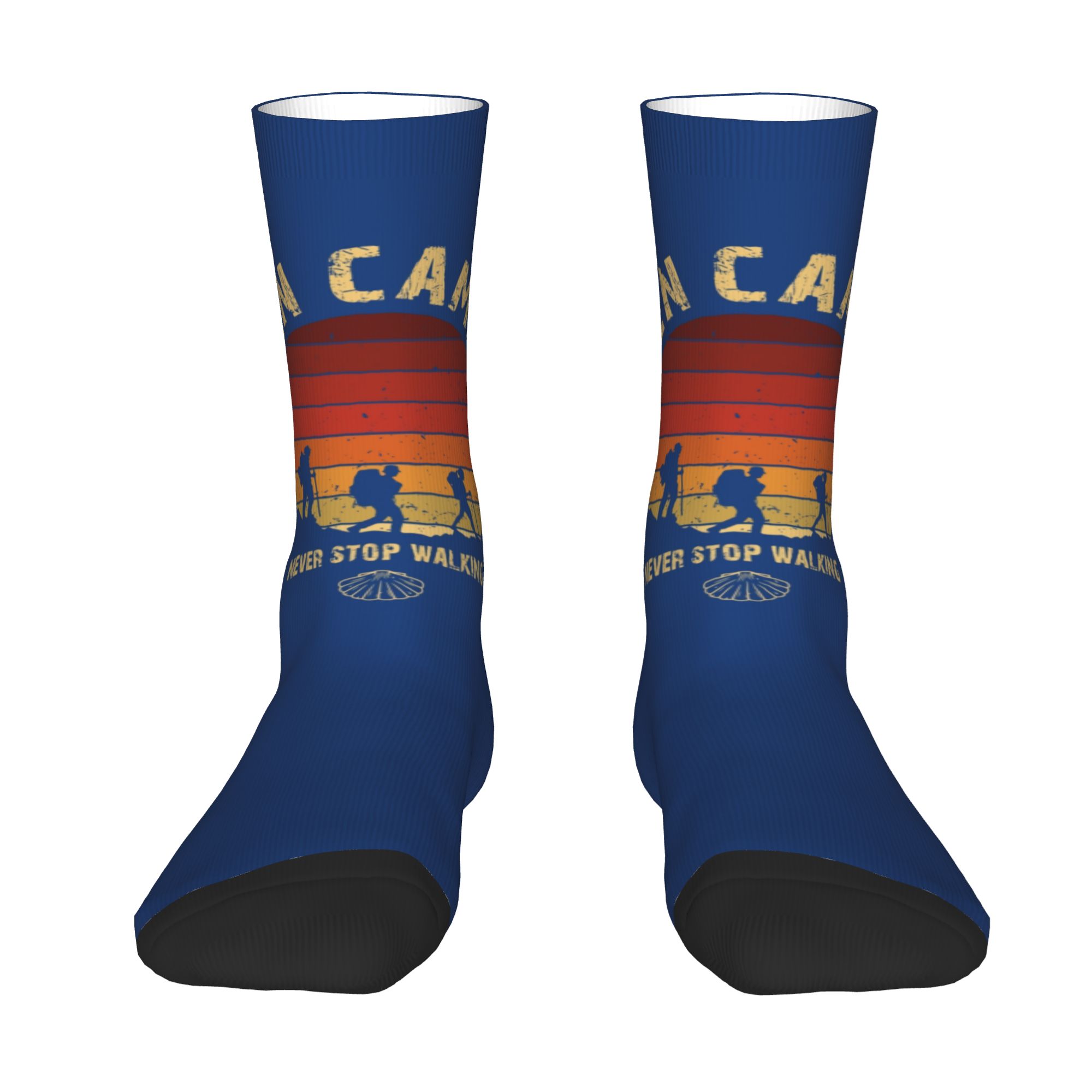 Dress Sock Men - カスタムハイキング カミノ・デ・サンティアゴ ヴィンテージバッジ メンズ レディース クルーソックス