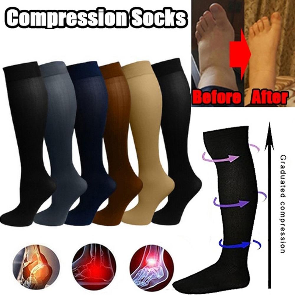 Compression Sock Medical - 静脈瘤圧縮靴下フィットゴルフラグビーハイキングスポーツ抗疲労運転旅行フライト黒人女性男性靴下