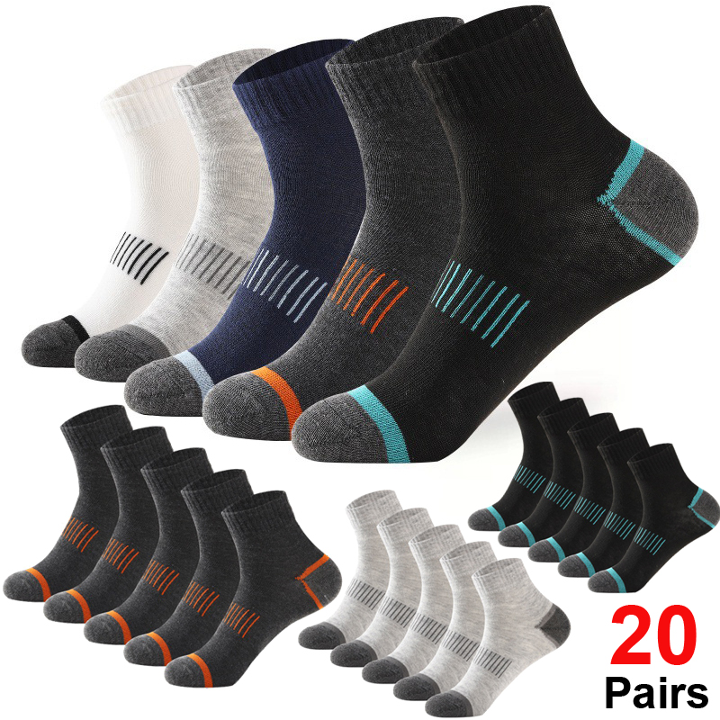 Athletic Sock Cushion - 20足組 メンズ コットンソックス カジュアル 通気性 スポーツ