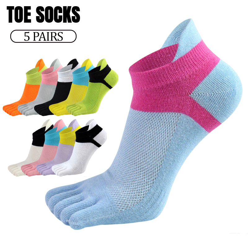Ankle Sock Low Cut - 5足セット 女性用 5本指ソックス 夏用 薄手 メッシュ