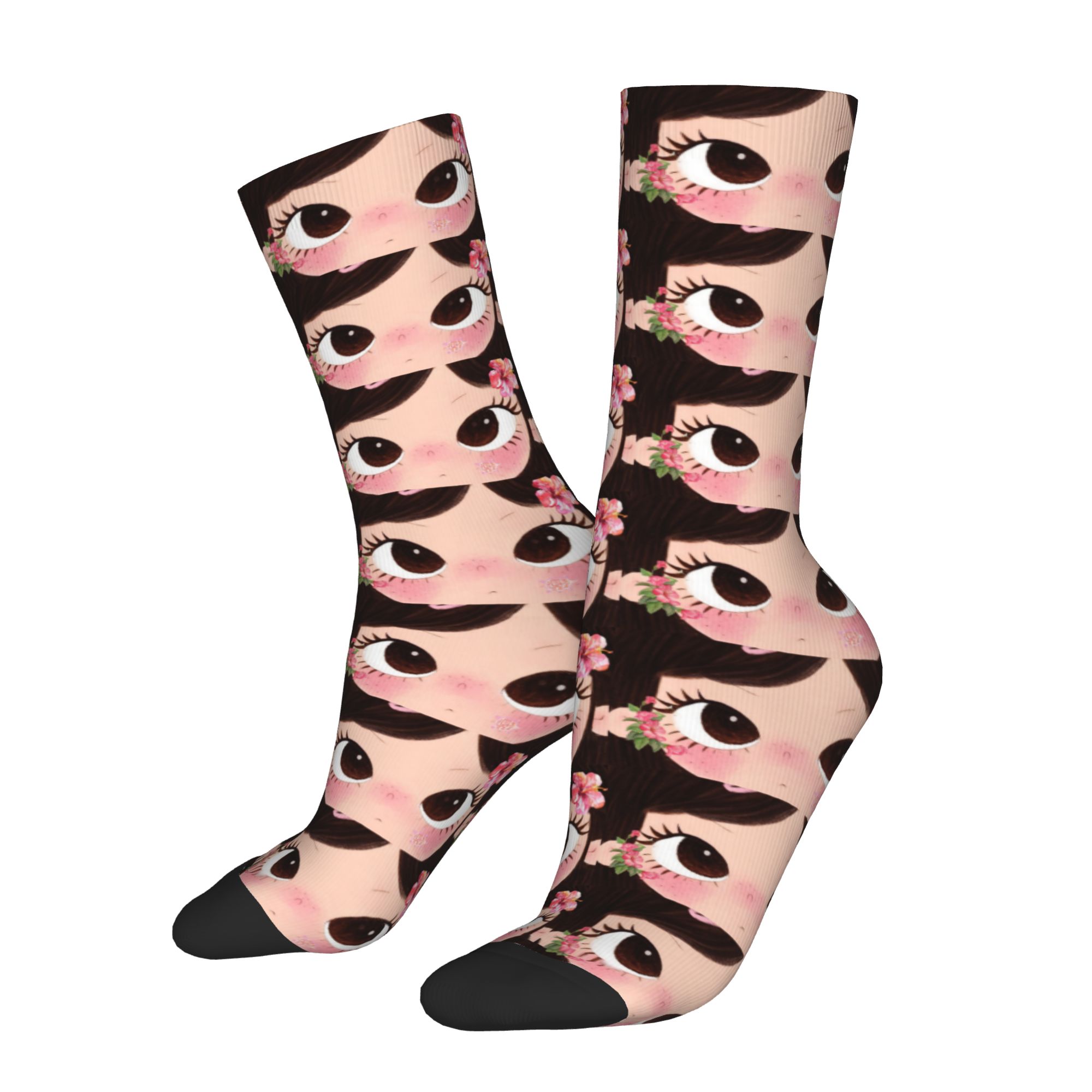 カスタムビッグアイズガールコミック メンズ レディース クル - Dress Sock Men のレビューと価格