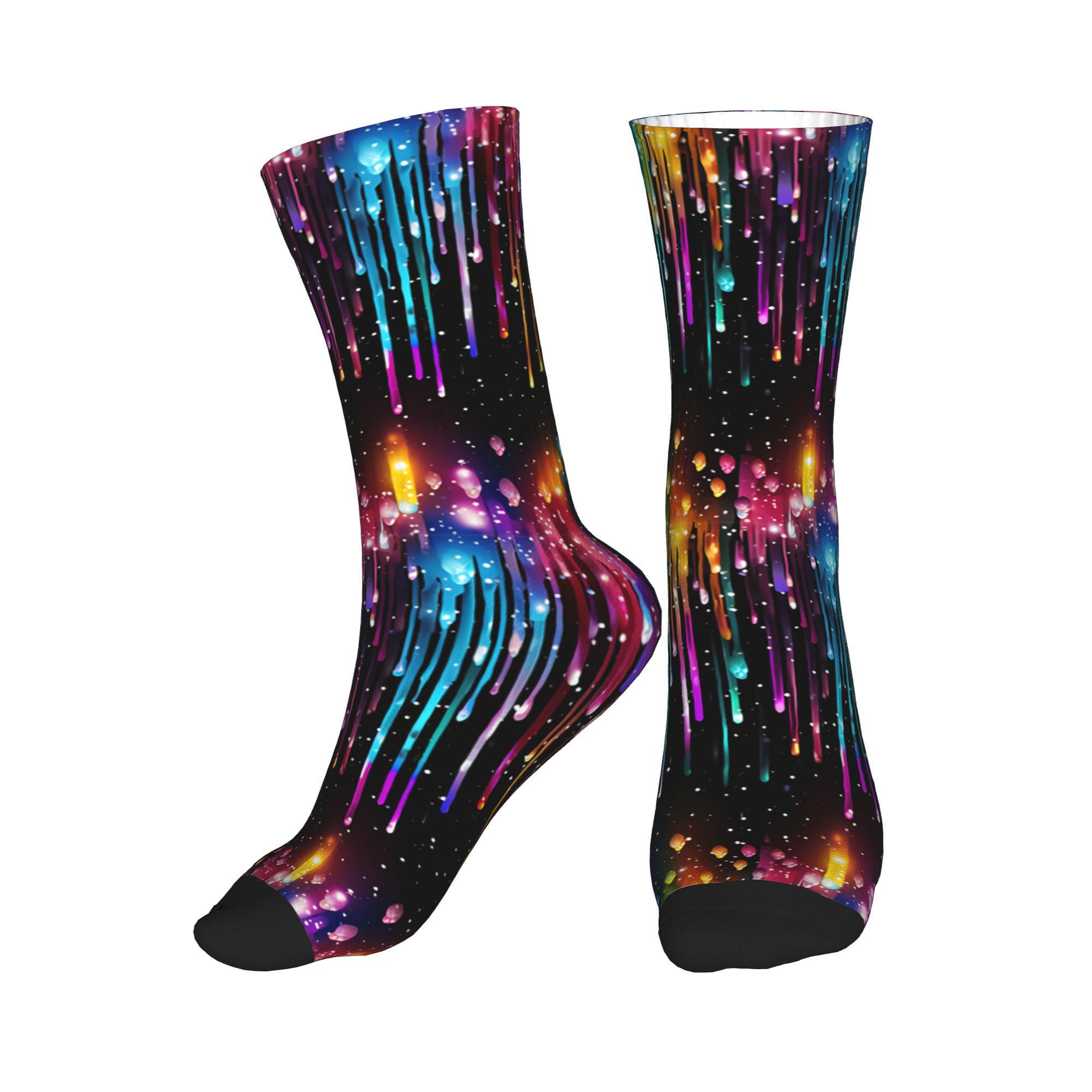 かわいいメンズドリッピングレインボー液体パターンドレスソック - Dress Sock Men のレビューと価格