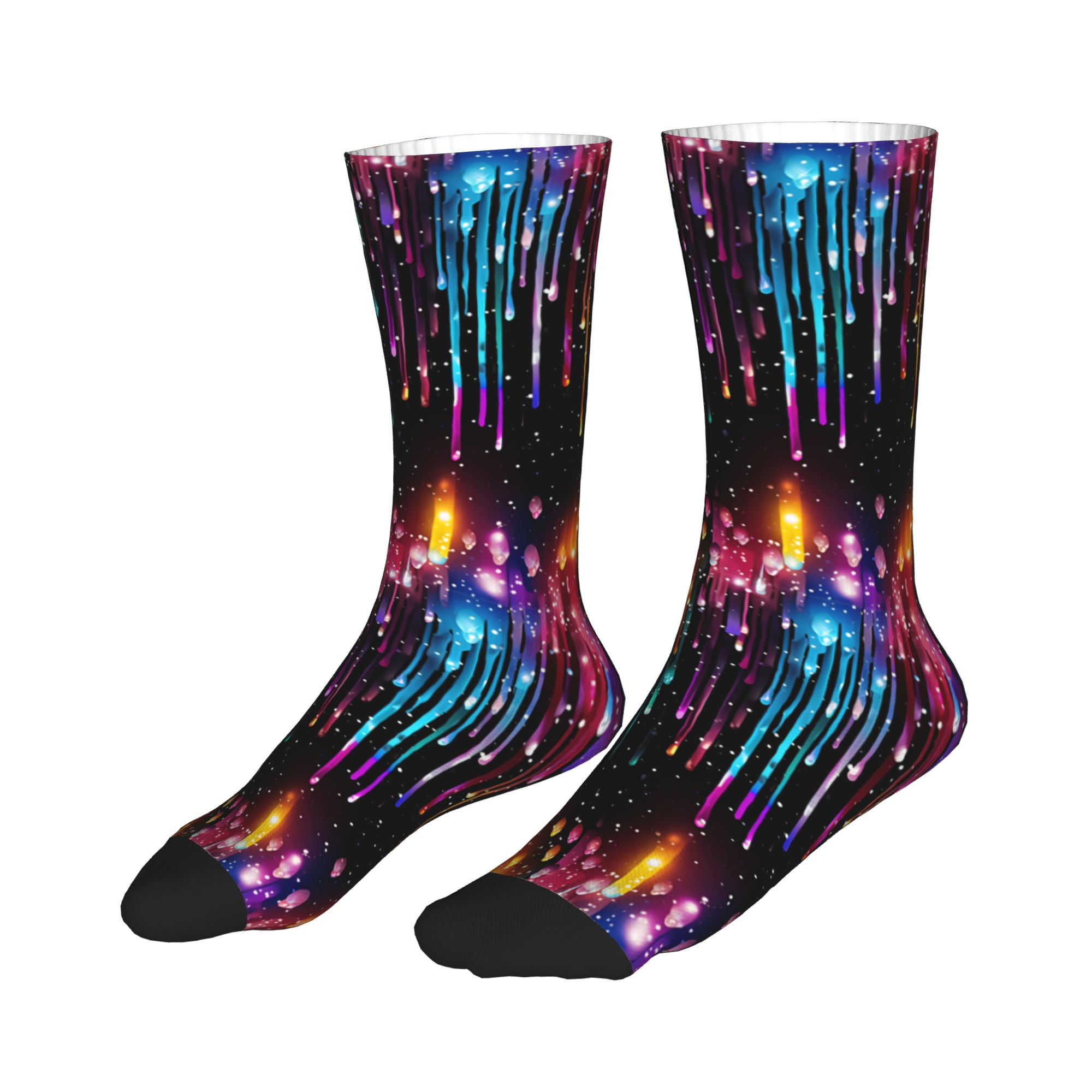 かわいいメンズドリッピングレインボー液体パターンドレスソック - Dress Sock Men のレビューと価格