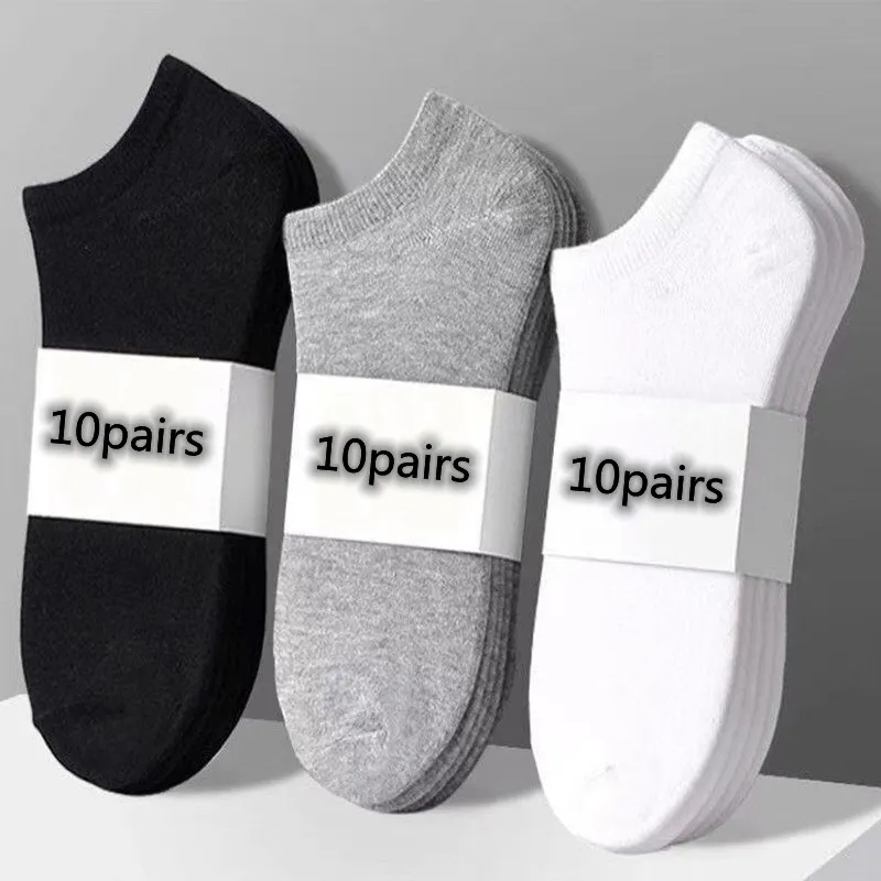 10足組 ブラック＆ホワイト グレー コットンソックス メン - Ankle Sock Low Cut のレビューと価格