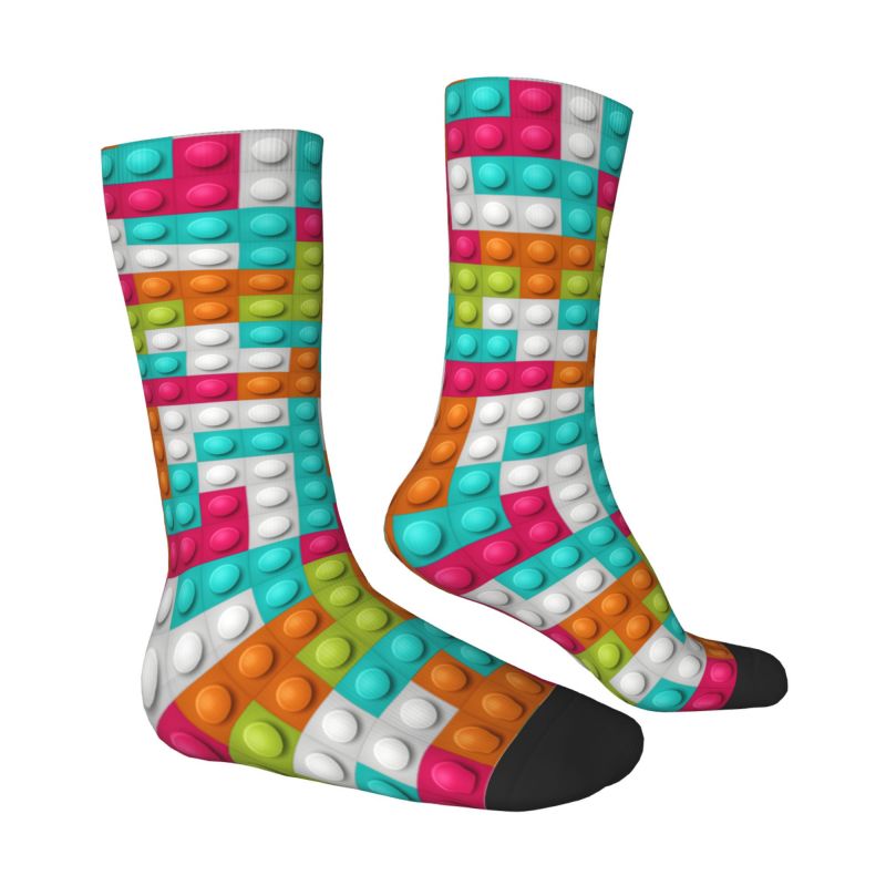 カスタムかわいいメンズカラフルなビルディングブロック柄ドレス - Dress Sock Men のレビューと価格