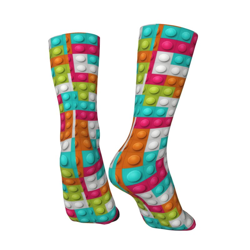 カスタムかわいいメンズカラフルなビルディングブロック柄ドレス - Dress Sock Men のレビューと価格