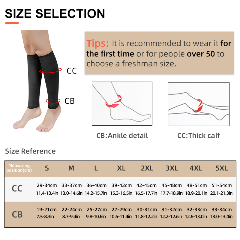プラスサイズ S-5XL ランニング用アスレチックコンプレッ - Compression Sleeve Calf のレビューと価格