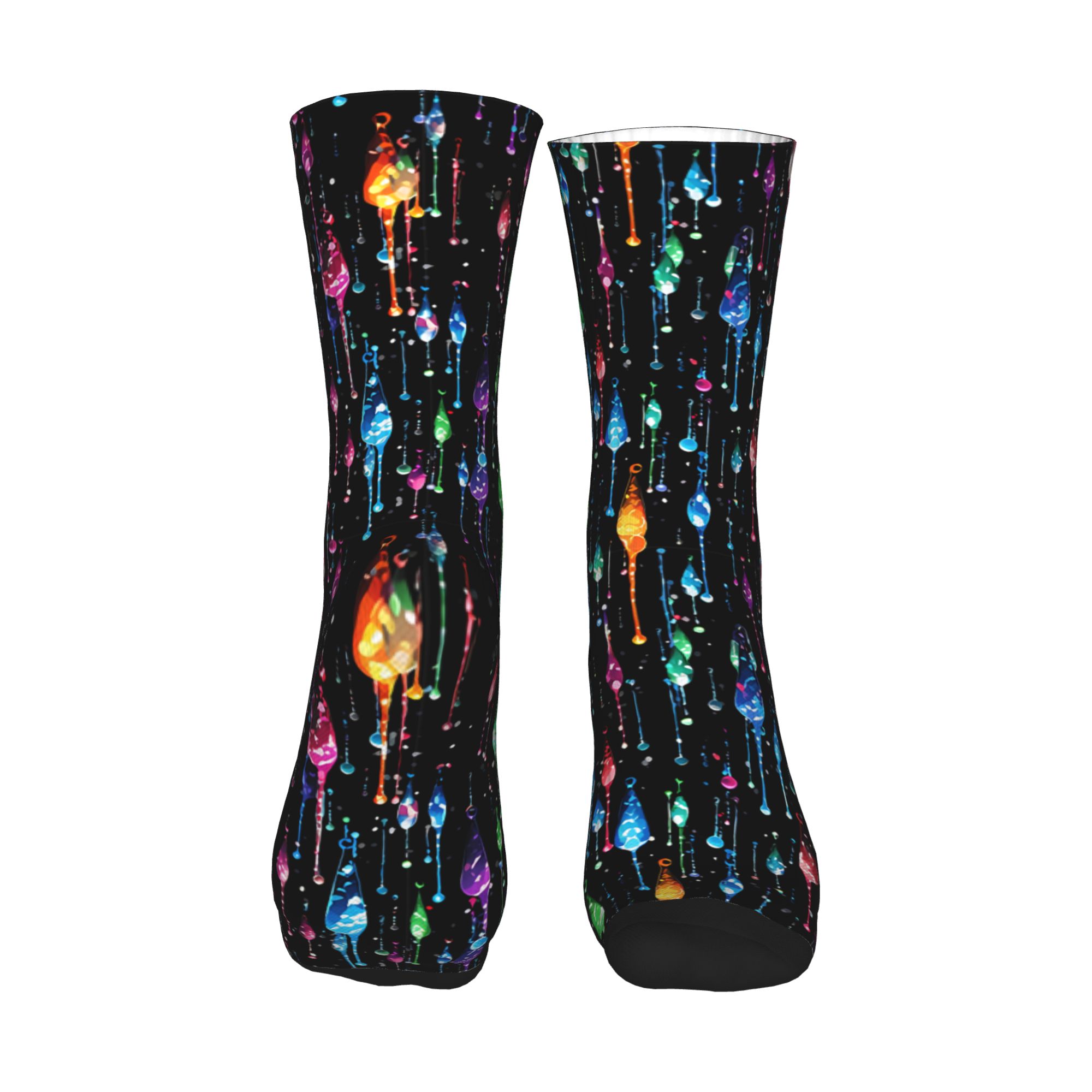 ドリッピングレインボー液体パターンドレスソックスメンズレディ - Dress Sock Men のレビューと価格