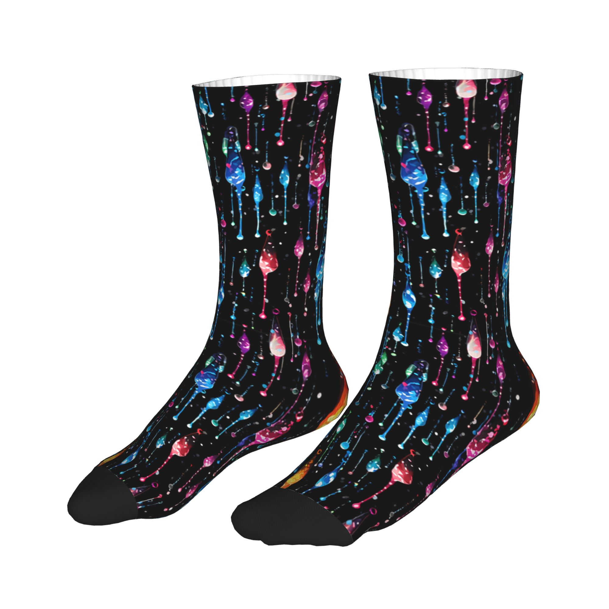 ドリッピングレインボー液体パターンドレスソックスメンズレディ - Dress Sock Men のレビューと価格