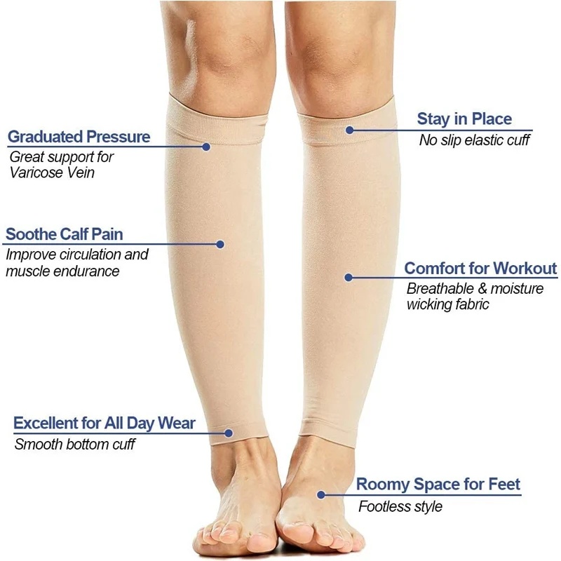 足首まで届く、20～30mmHgの段階的圧迫力を持つ医療用カ - Compression Sleeve Calf のレビューと価格
